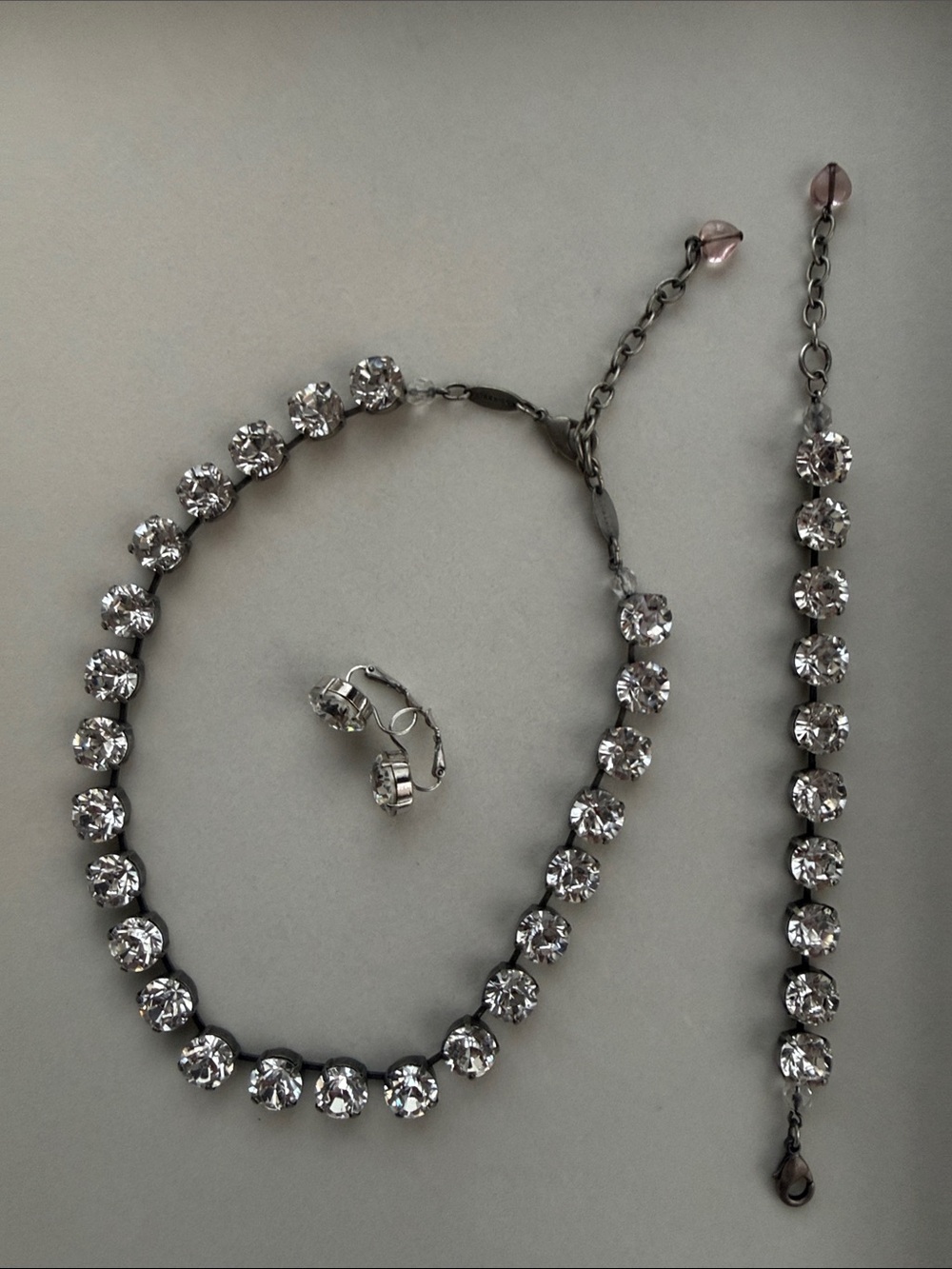 Sabika Silver Crystal Tennis Necklace Set